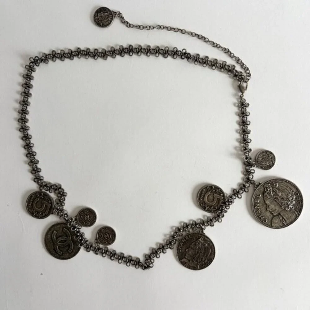 CHANEL 2003 ARCHIVE SILVER COINS NECKLACE BELT